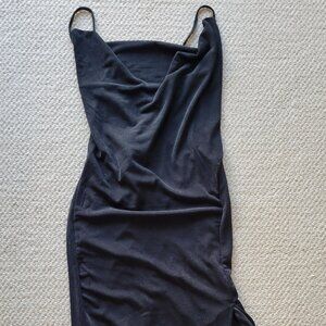 NWT Black Cami Midi Slip Dress with Slit Sz S